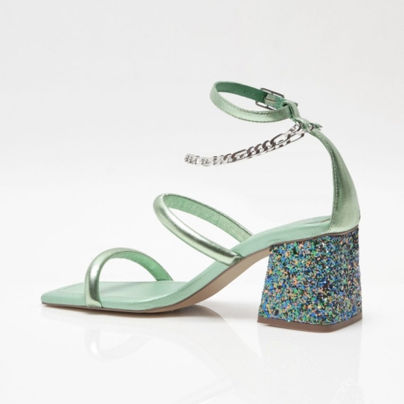 Free People Parker Chain Heels / Lime Metallic NIB - Picture 2 of 9